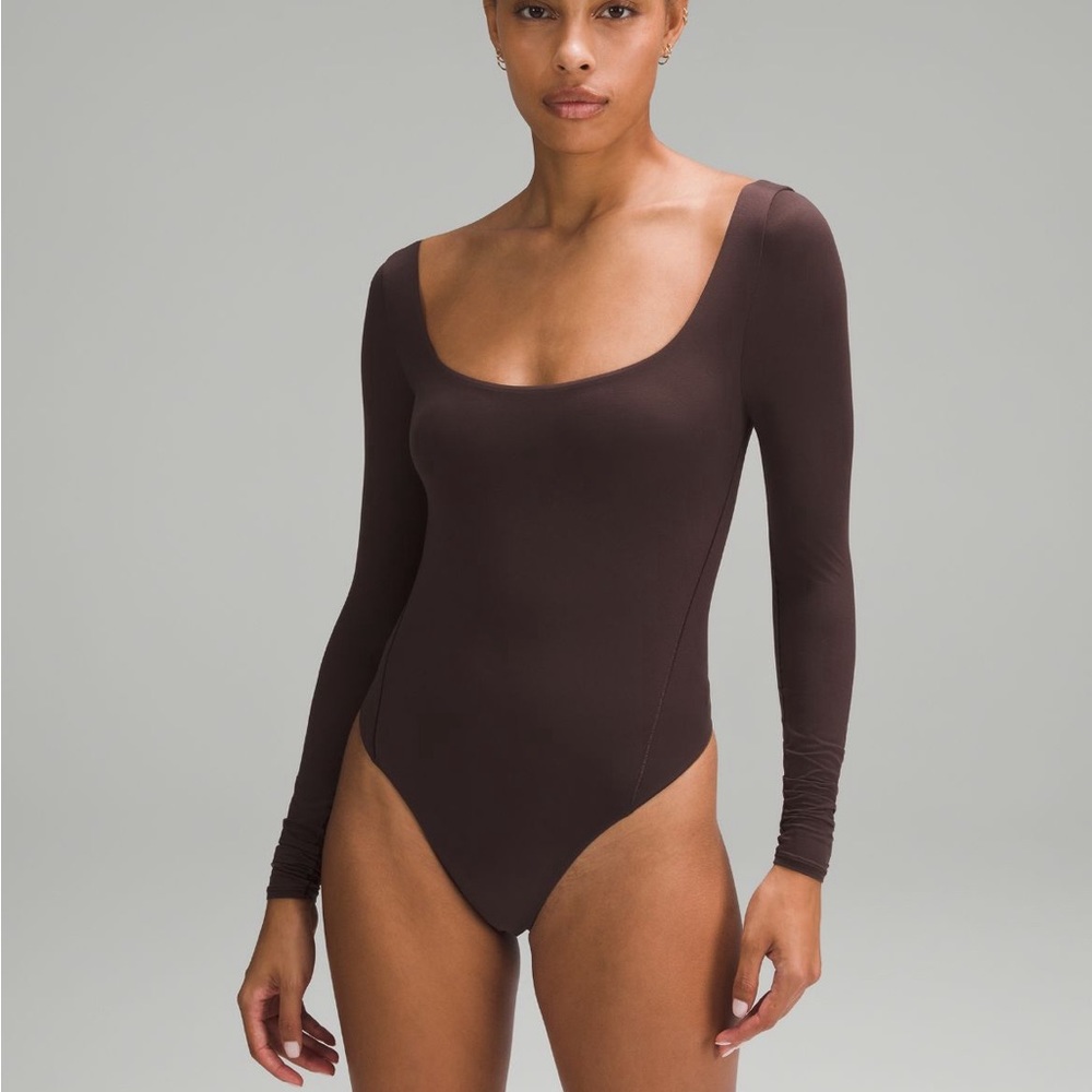 NEW W/ TAGS lululemon Wundermost Squareneck Longsleeve Bodysuit: Size L Espresso